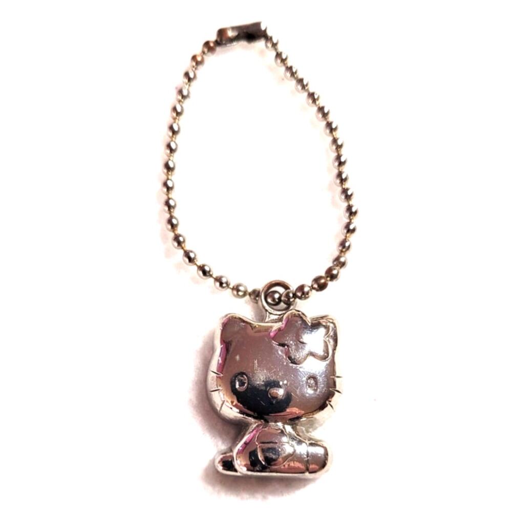 Vintage Sanrio Hello Kitty Metal Keychain Mini Kawaii Figure Charm Retro